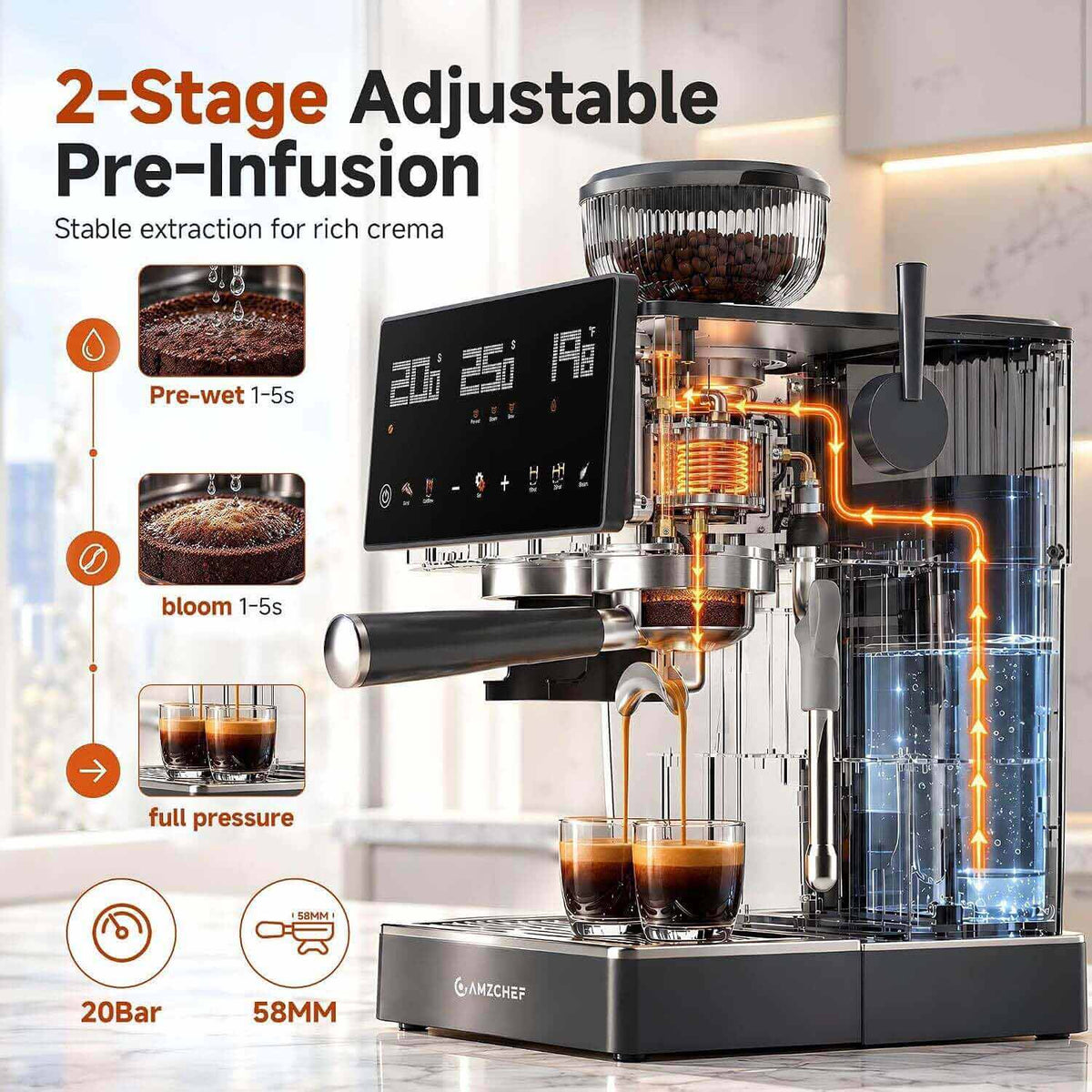AMZCHEF Espresso Machine with Milk Frother