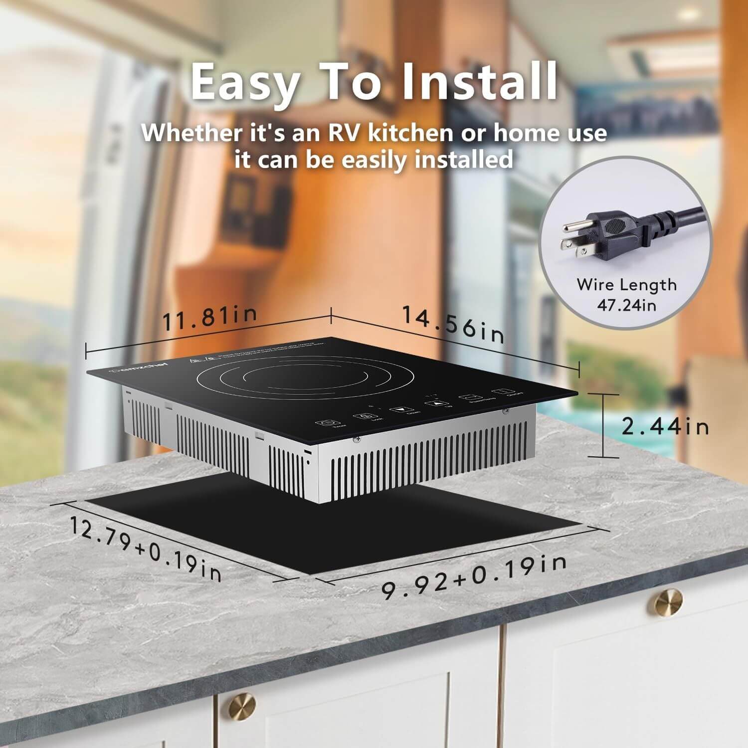 AMZCHEF Induction Cooktop Portable 1800W for RV