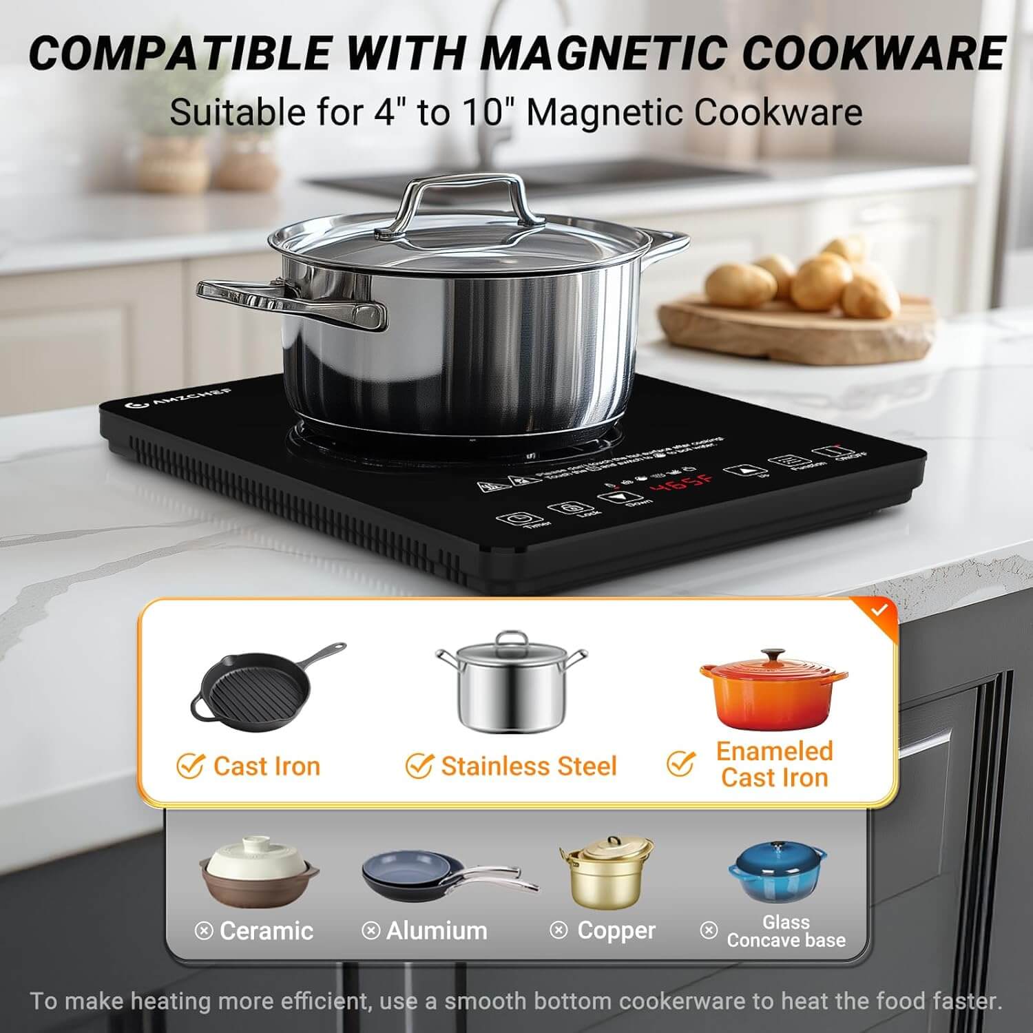 AMZCHEF Portable Induction Cooktop 20 Power Levels