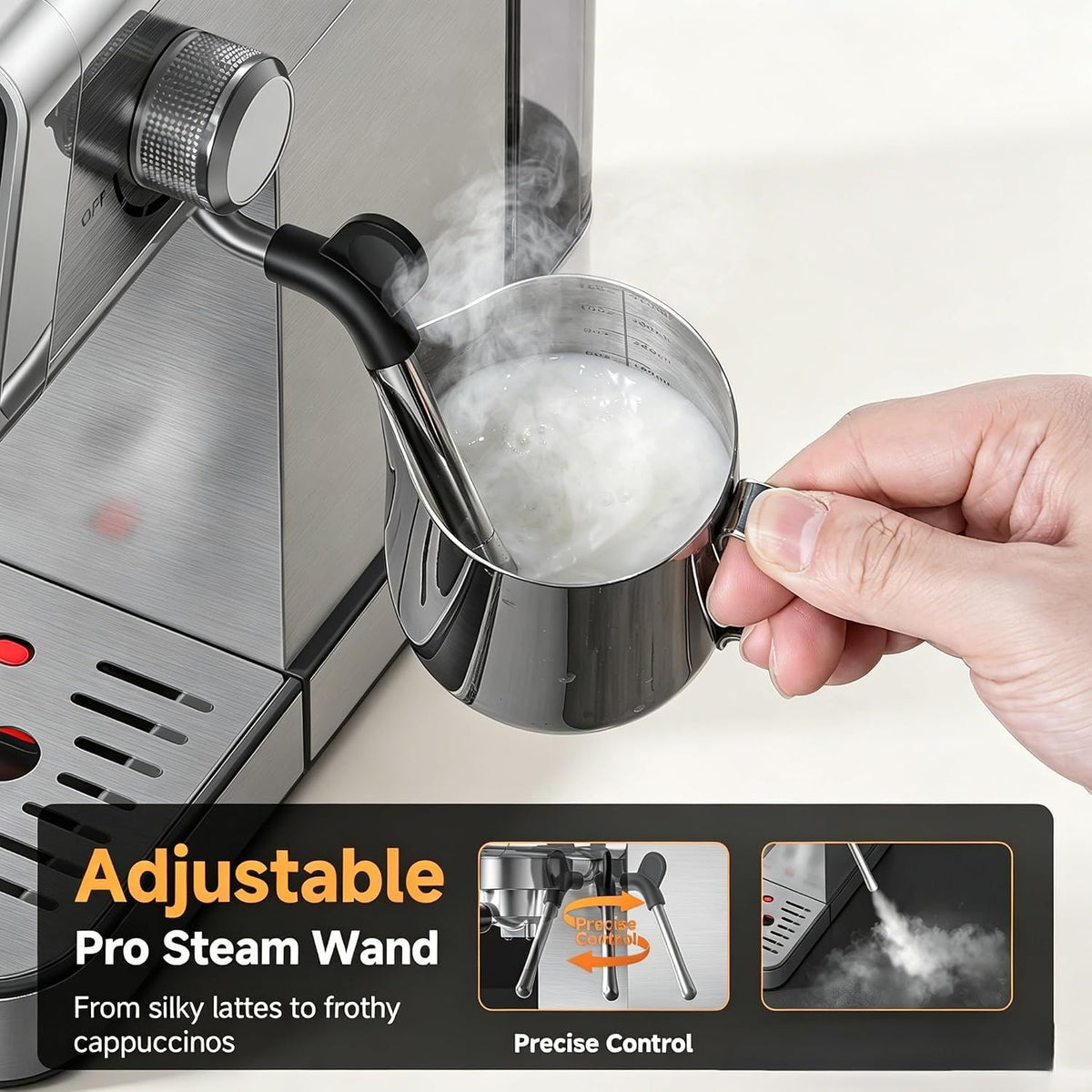 AMZCHEF 20 Bar Espresso Machine Self Cleaning LCD