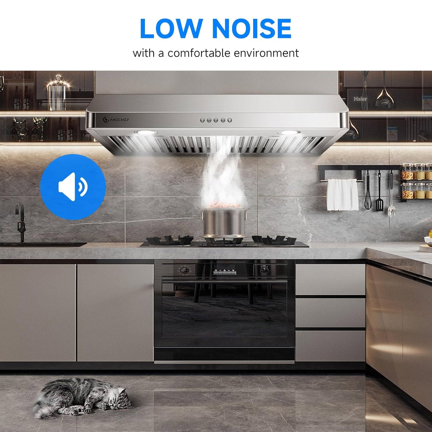 AMZCHEF 30 Inch Under Cabinet Range Hood with Button Control