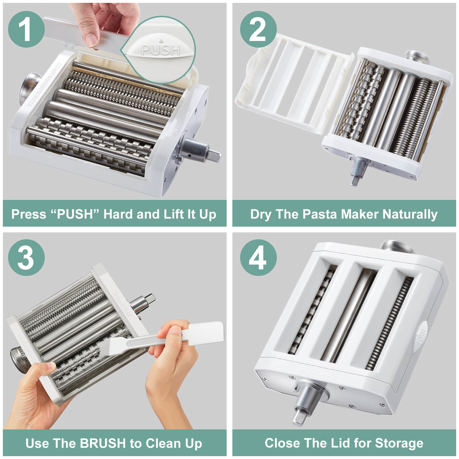 Amzchef 3-in-1 Pasta Maker Attachments Set for Kitchenaid Mixers