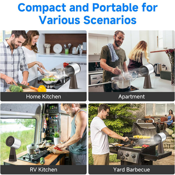 AMZCHEF Mini Portable Range Hood with 3 Speed Adjustment Silver Grey