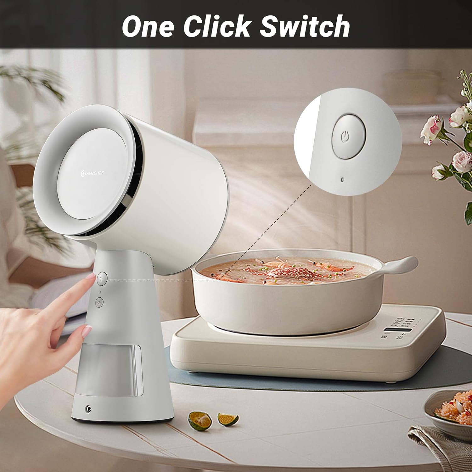 AMZCHEF Mini Portable Range Hood with 3 Speed Adjustment-White Color