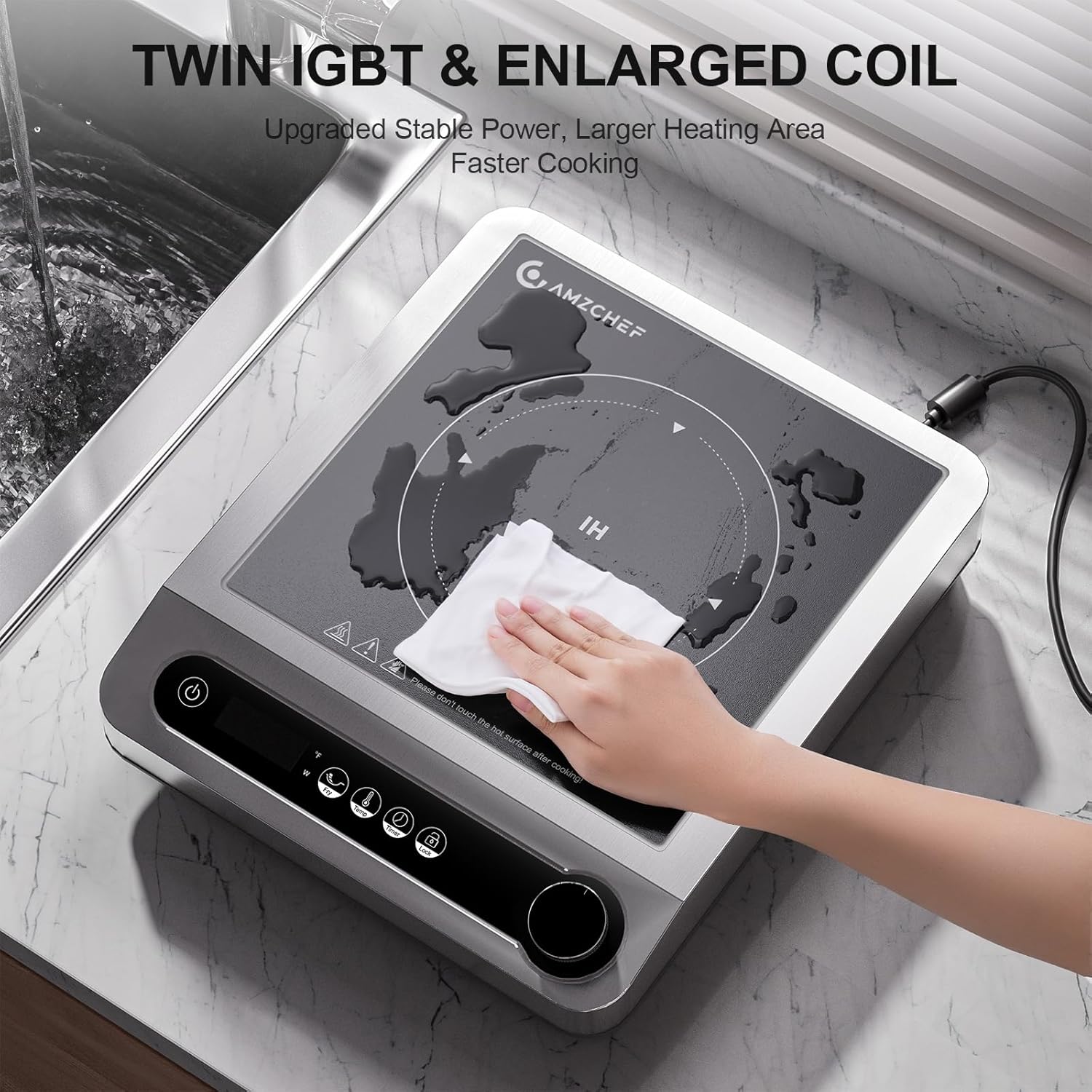 AMZCHEF Commercial Induction Cooktop 1800W Countertop HL-PC4