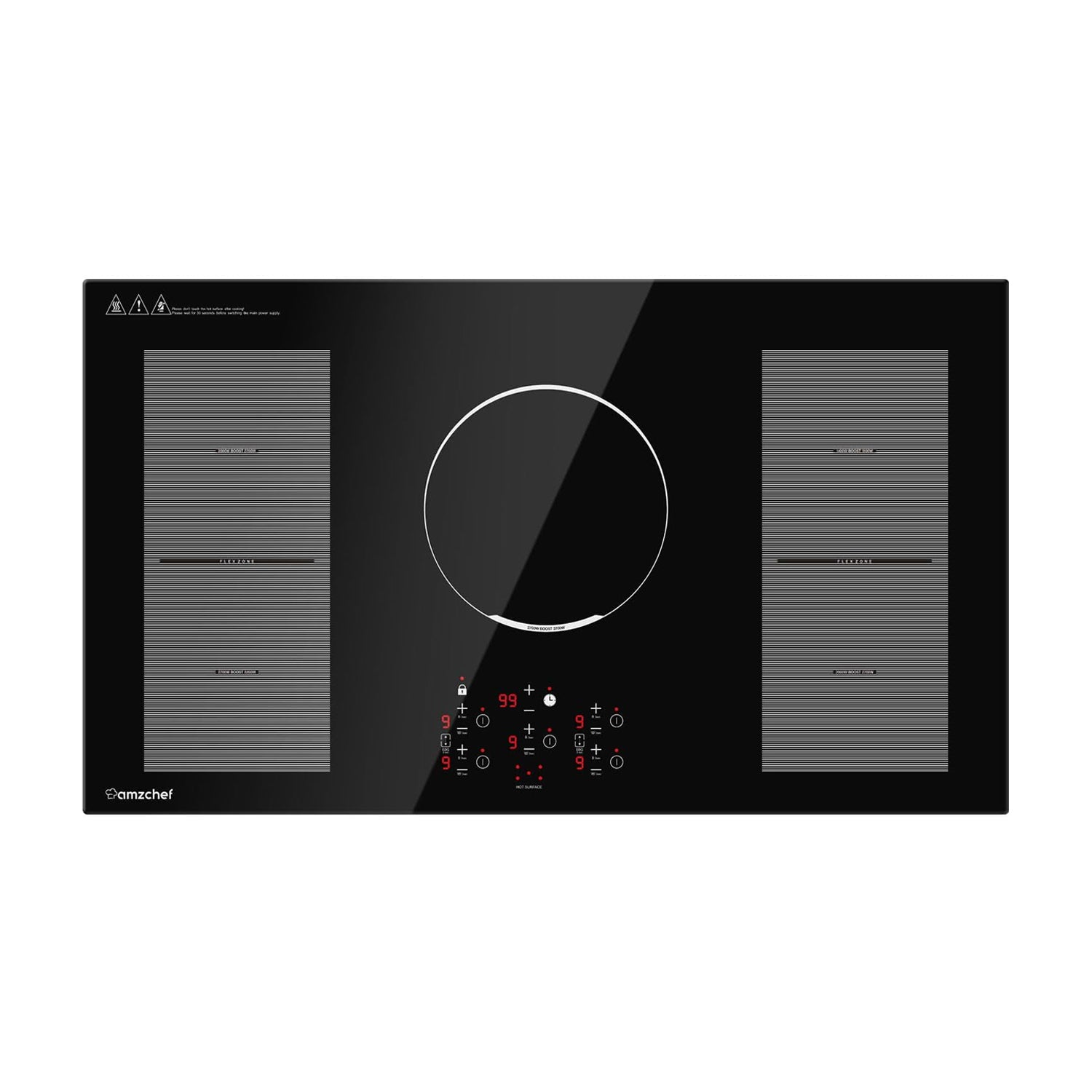AMZCHEF 36 Inch Built-in Induction Cooktop 5 Boost Burner Including Dual Flexi Zone