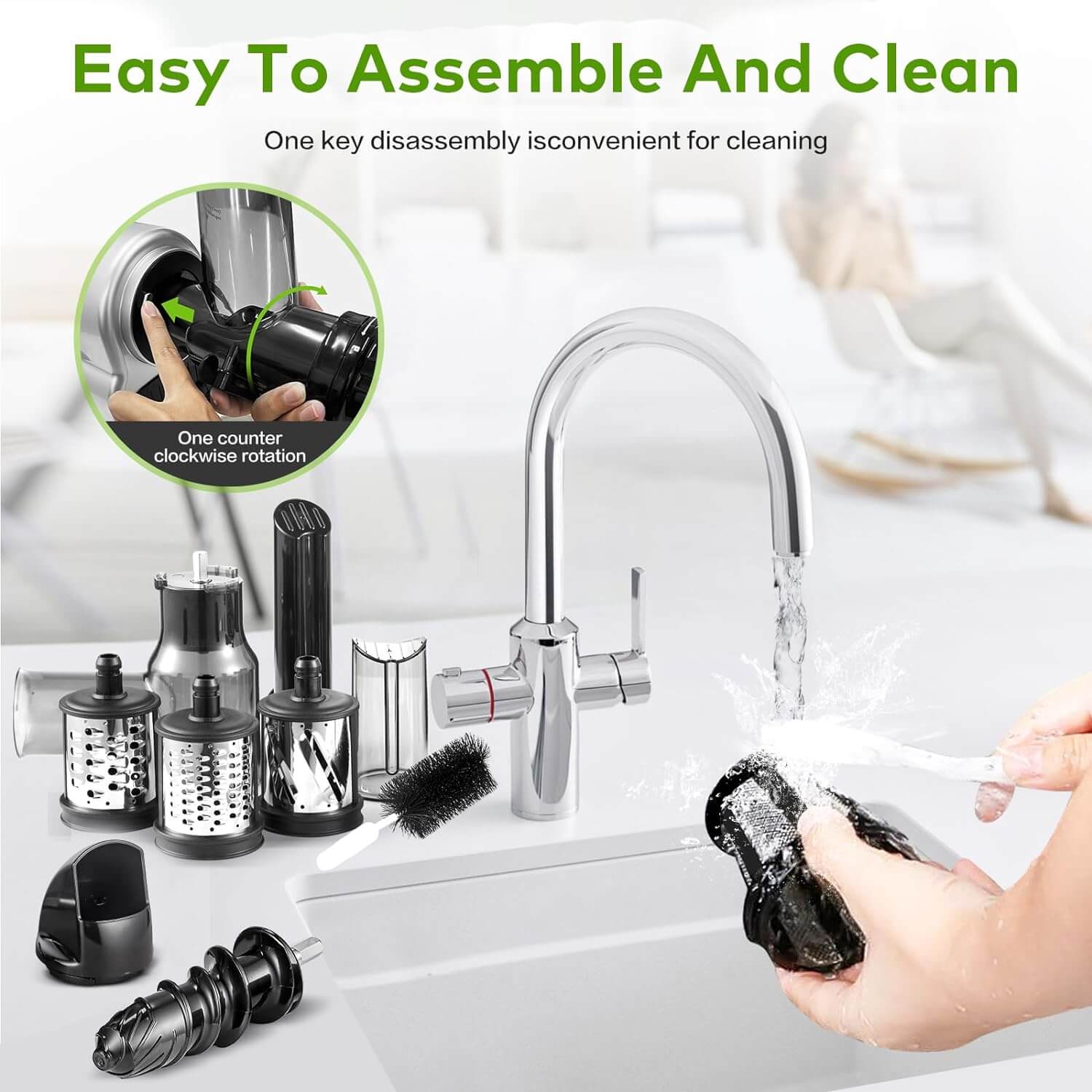 AMZCHEF Slow Juicer Machines 5 in 1 Slow Masticating Juicer with Accessories