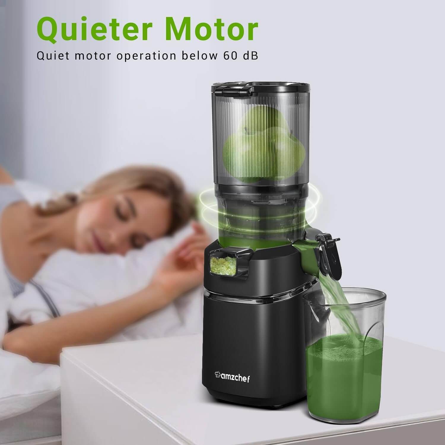 AMZCHEF Masticating Juicer 5.8-Inch Self-Feeding Black