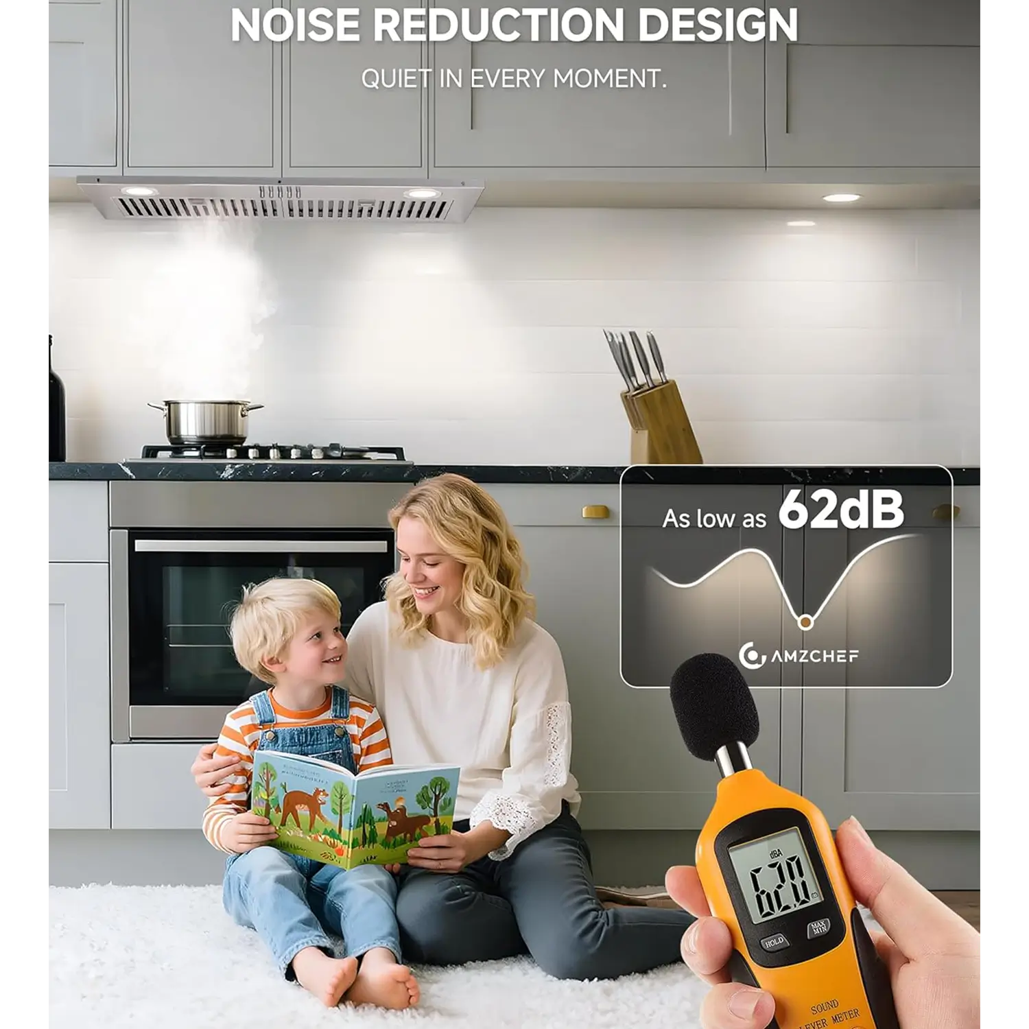 AMZCHEF Range Hood with 3-Speed Stainless Steel