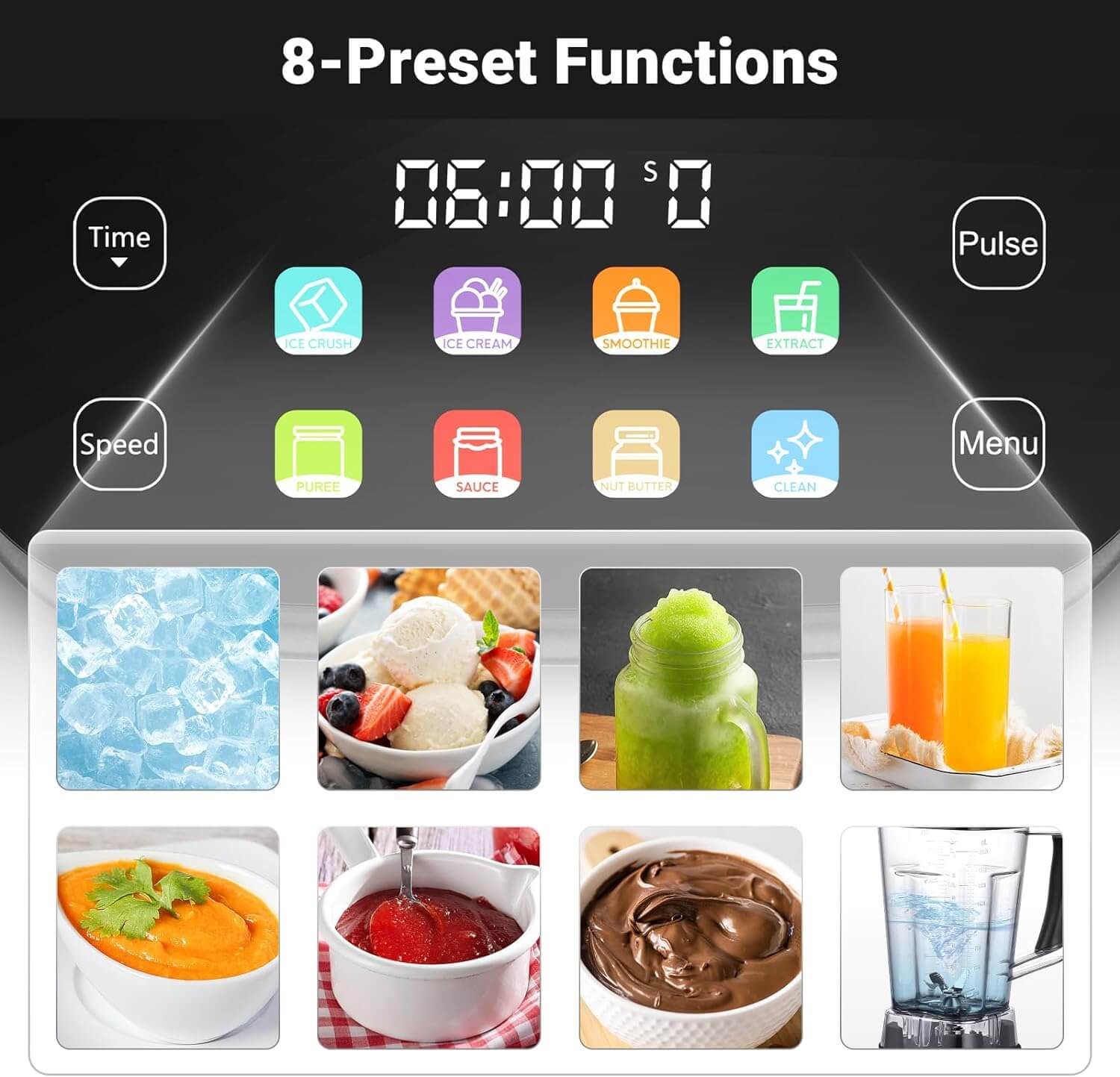 AMZCHEF 8-IN-1 Professional Blenders 2025 with LED Panel Touch Control 2000W