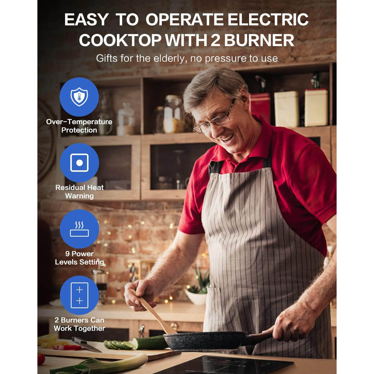 AMZCHEF 12 Inch Electric Stove Hob 2 Burners 1800W