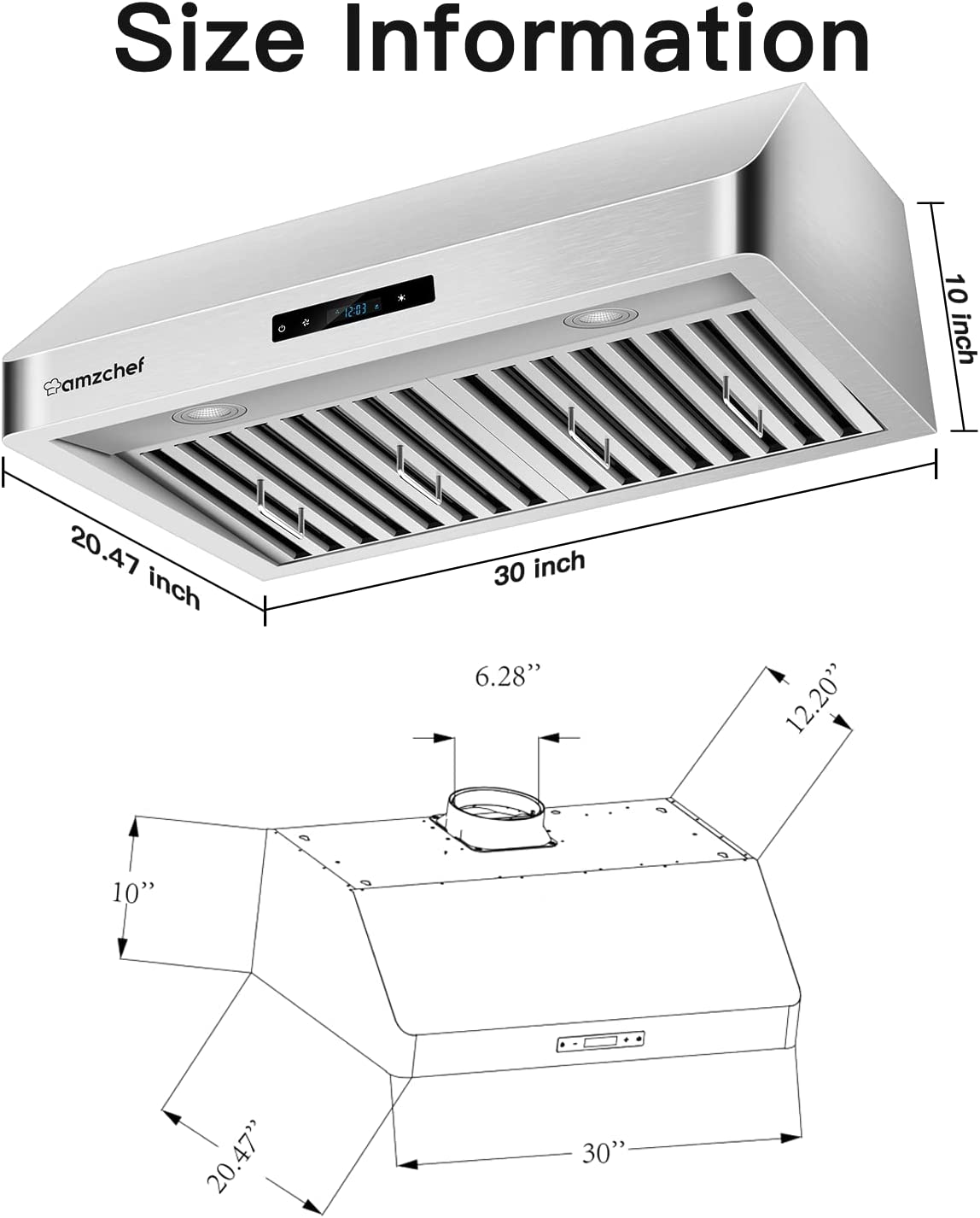 AMZCHEF Range Hoods 30 inch 700CFM