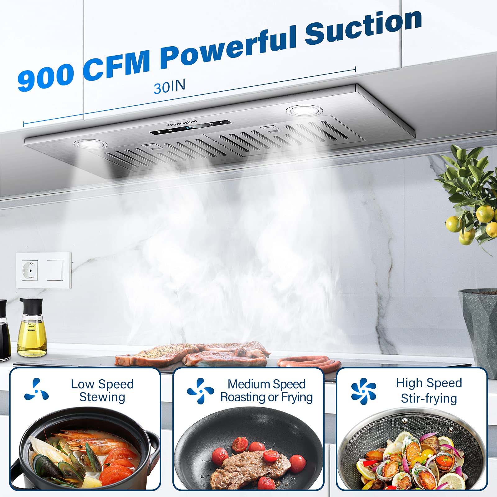 AMZCHEF Built-in Range Hood Insert 30 Inch