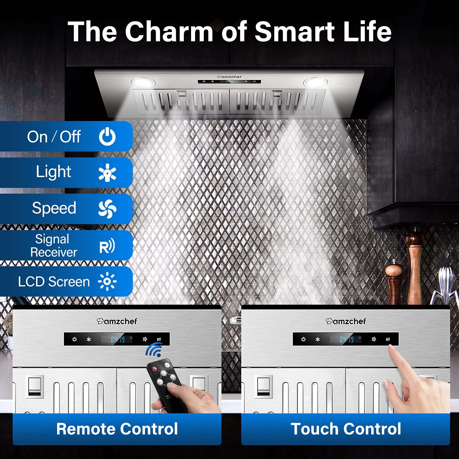 AMZCHEF Built-in Range Hood Insert 30 Inch