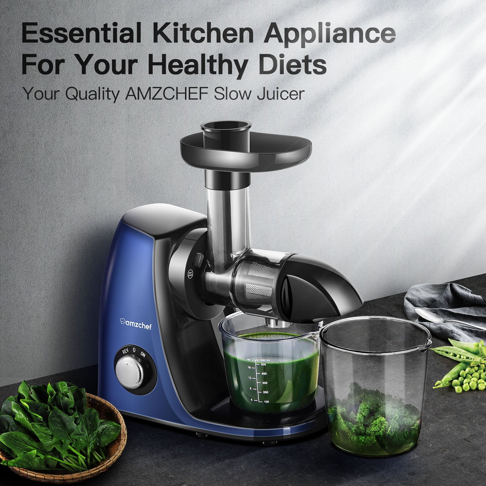 AMZCHEF Slow Juicer JS3005 Blue