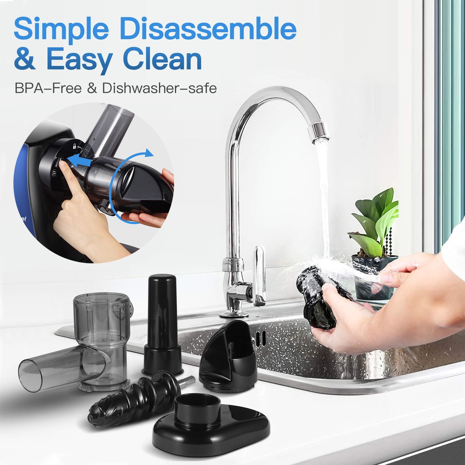 AMZCHEF Slow Juicer JS3005 Blue