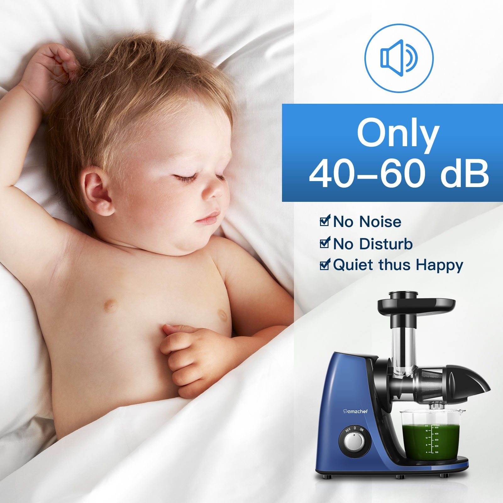 AMZCHEF Slow Juicer JS3005 Blue