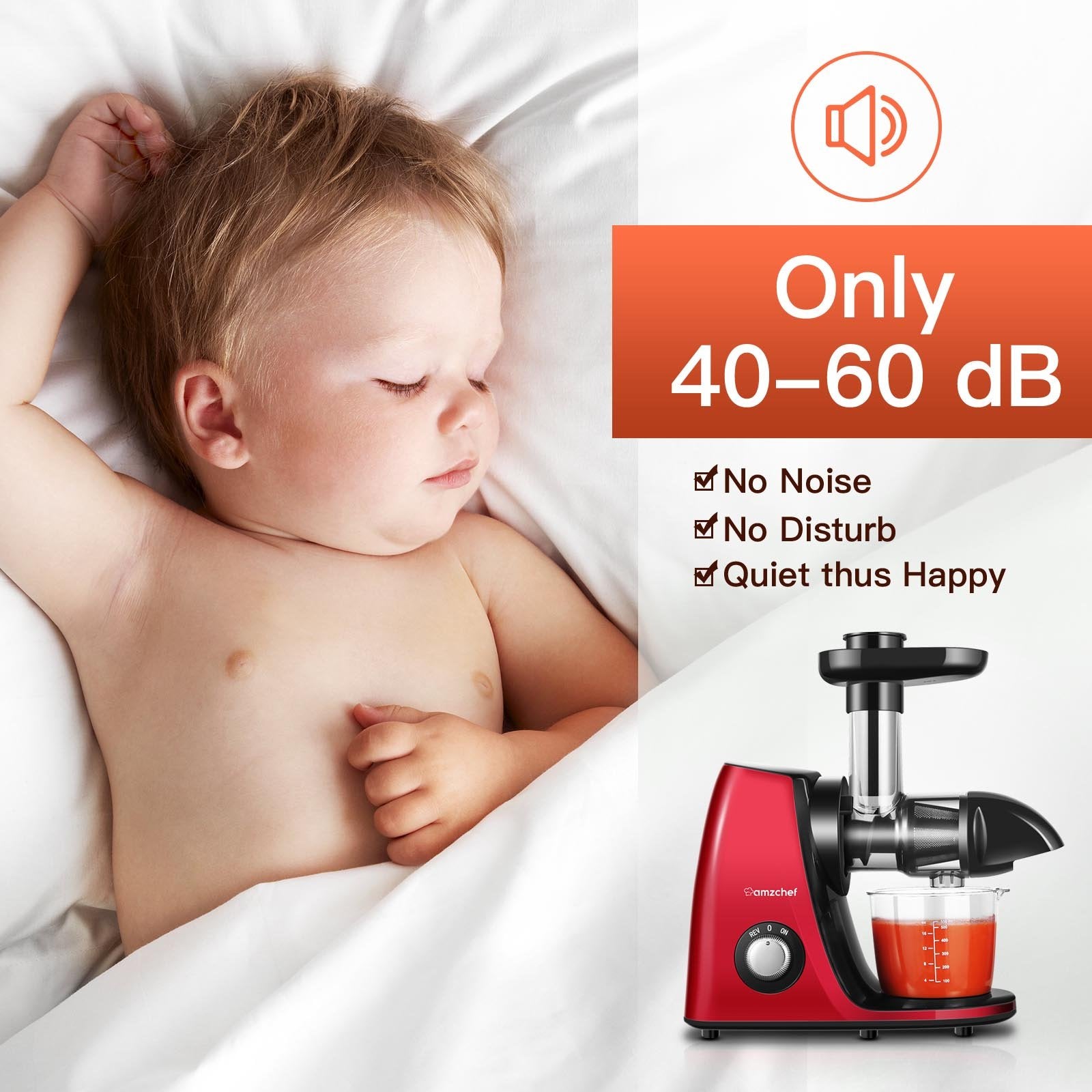 AMZCHEF Slow Juicer JS3005 Red