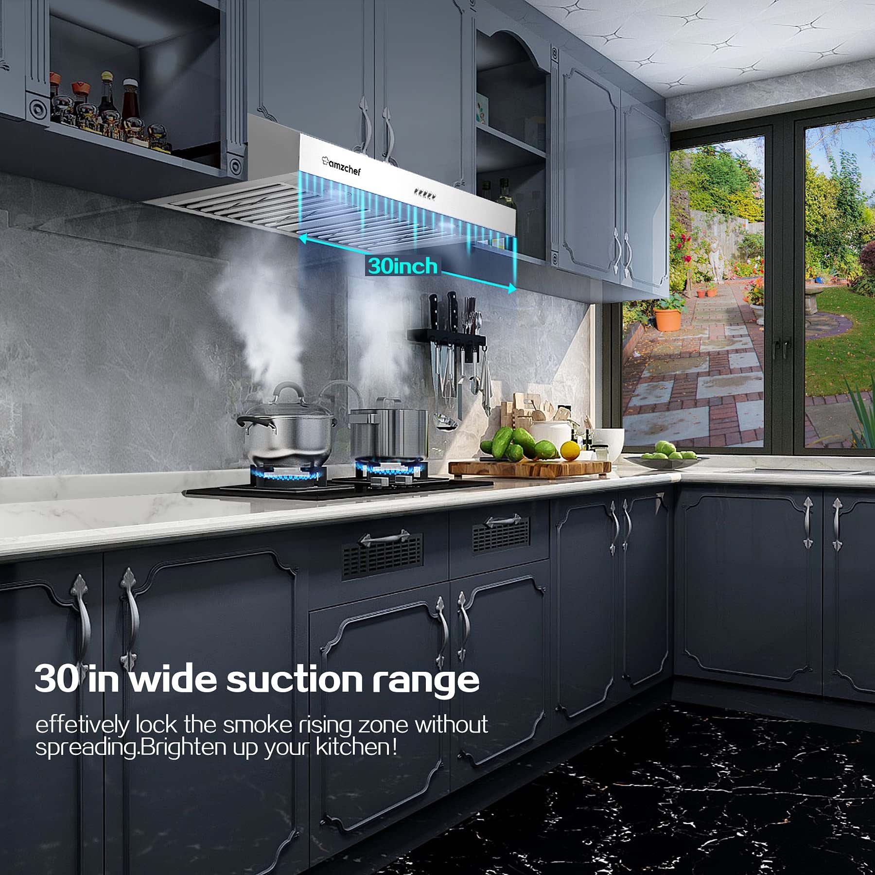 AMZCHEF Wall Mount Range Hoods 30 inch Button 2