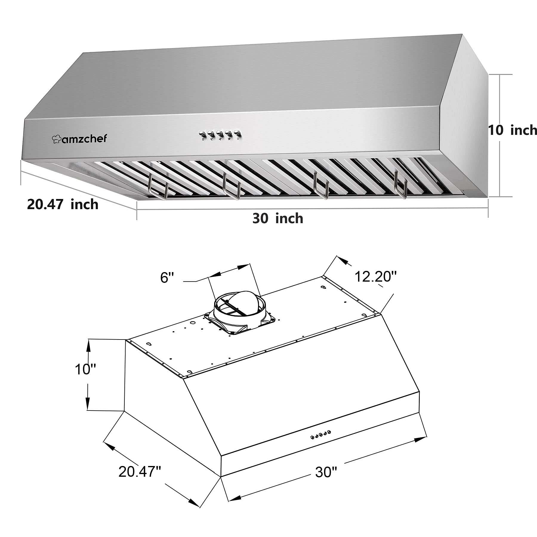 AMZCHEF Wall Mount Range Hoods 30 inch Button 2