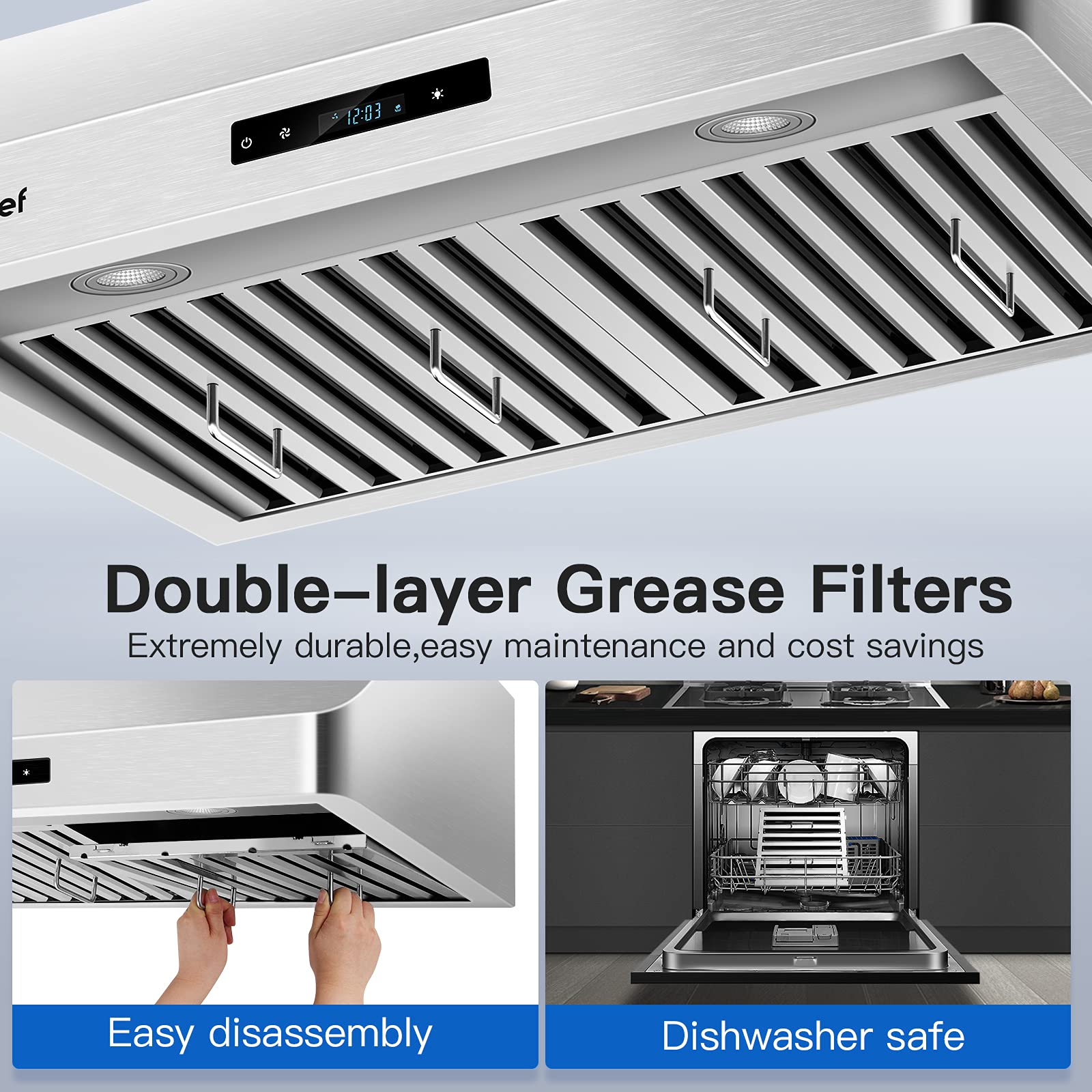 AMZCHEF Wall Mount Range Hoods 30 inch Touch screen