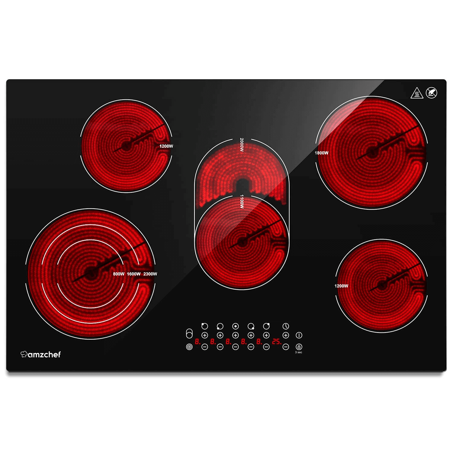 AMZCHEF Built-in Induction Stove With 5 Burners Triple and Toasting Zone CF8505