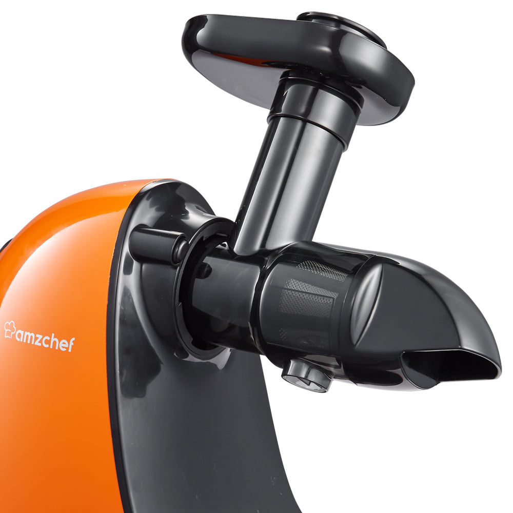 amzchef Cold Press Juicer, Slow Masticating Juicer Machines with Reverse Function Anti-Clogging, Quiet Motor Slow Juicer Extractor with Brush, Fruit Juicer with Plastic Wrench, for High Nutrient Fruit & Vegetable Juice