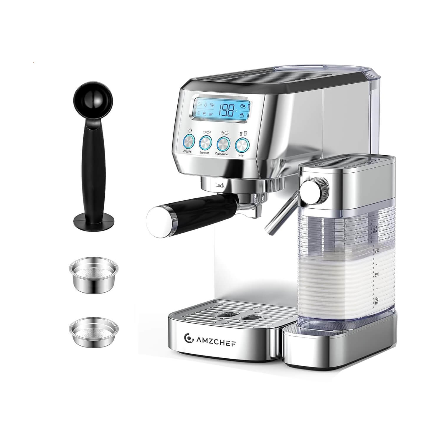 AMZCHEF 20 Bar Pressure Espresso Coffee Maker for home with Automatic Milk Frother