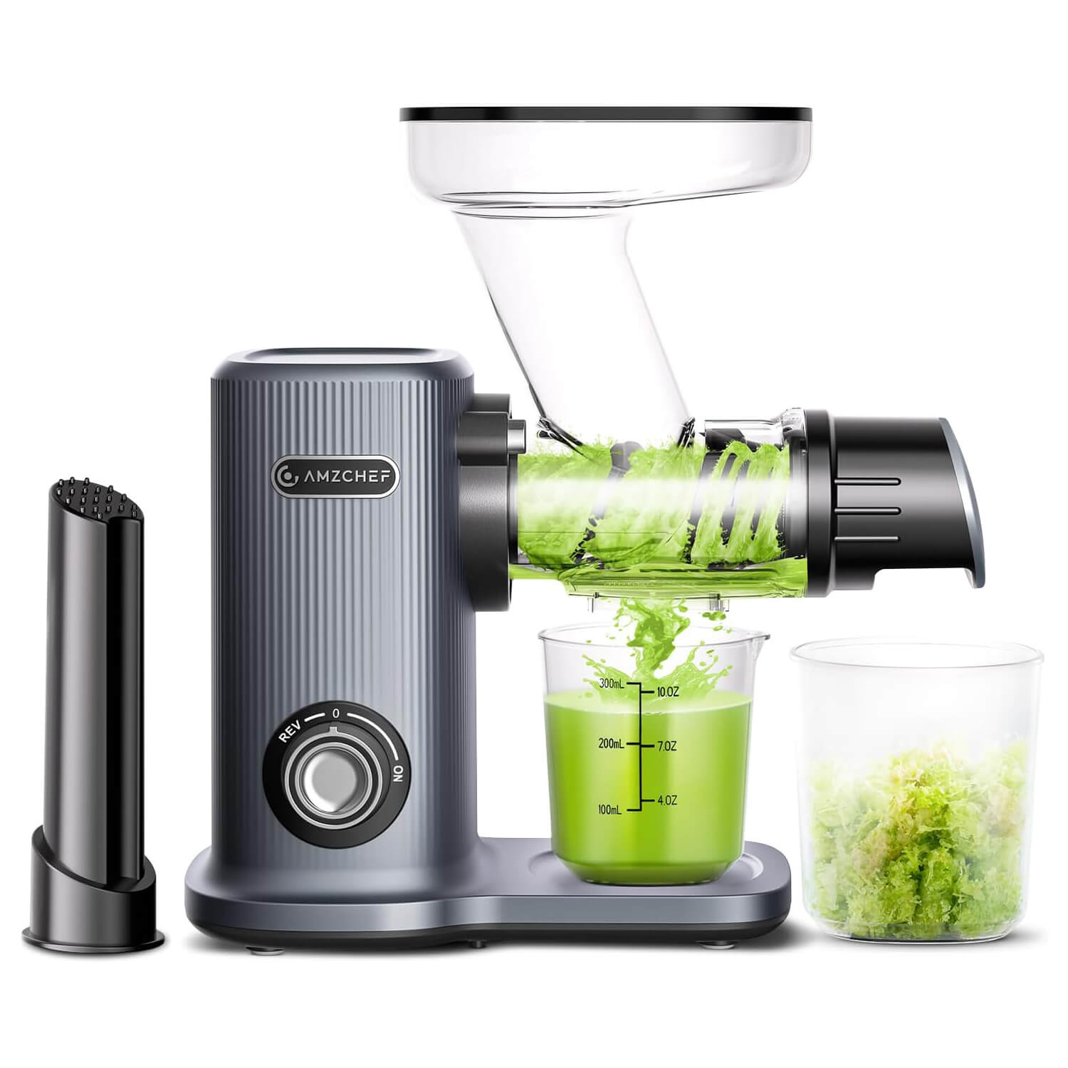 AMZCHEF 50mm Large Feed Chute Small Compact Slow Juicer