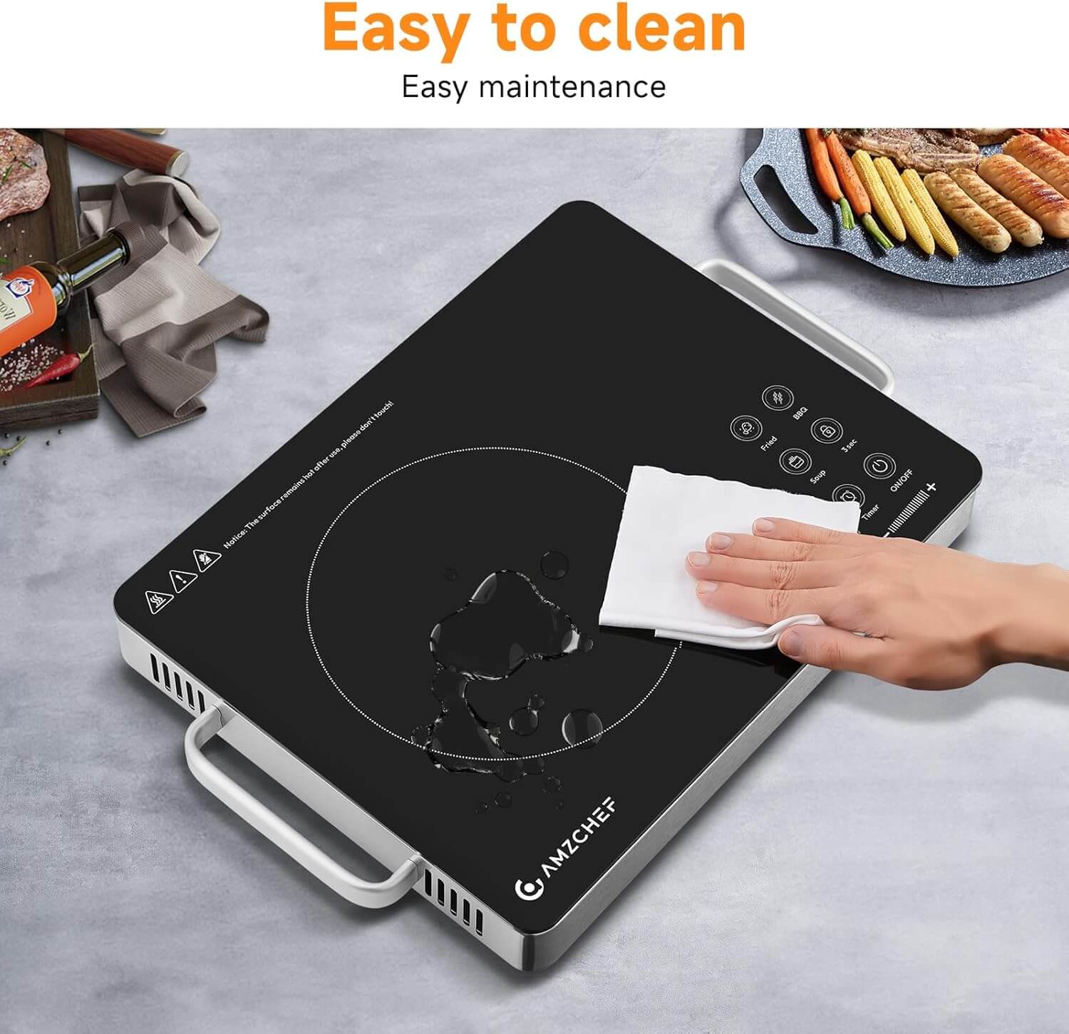 AMZCHEF 1400W Single Burner Electric Ceramic Cooktop Knob Control BM1201