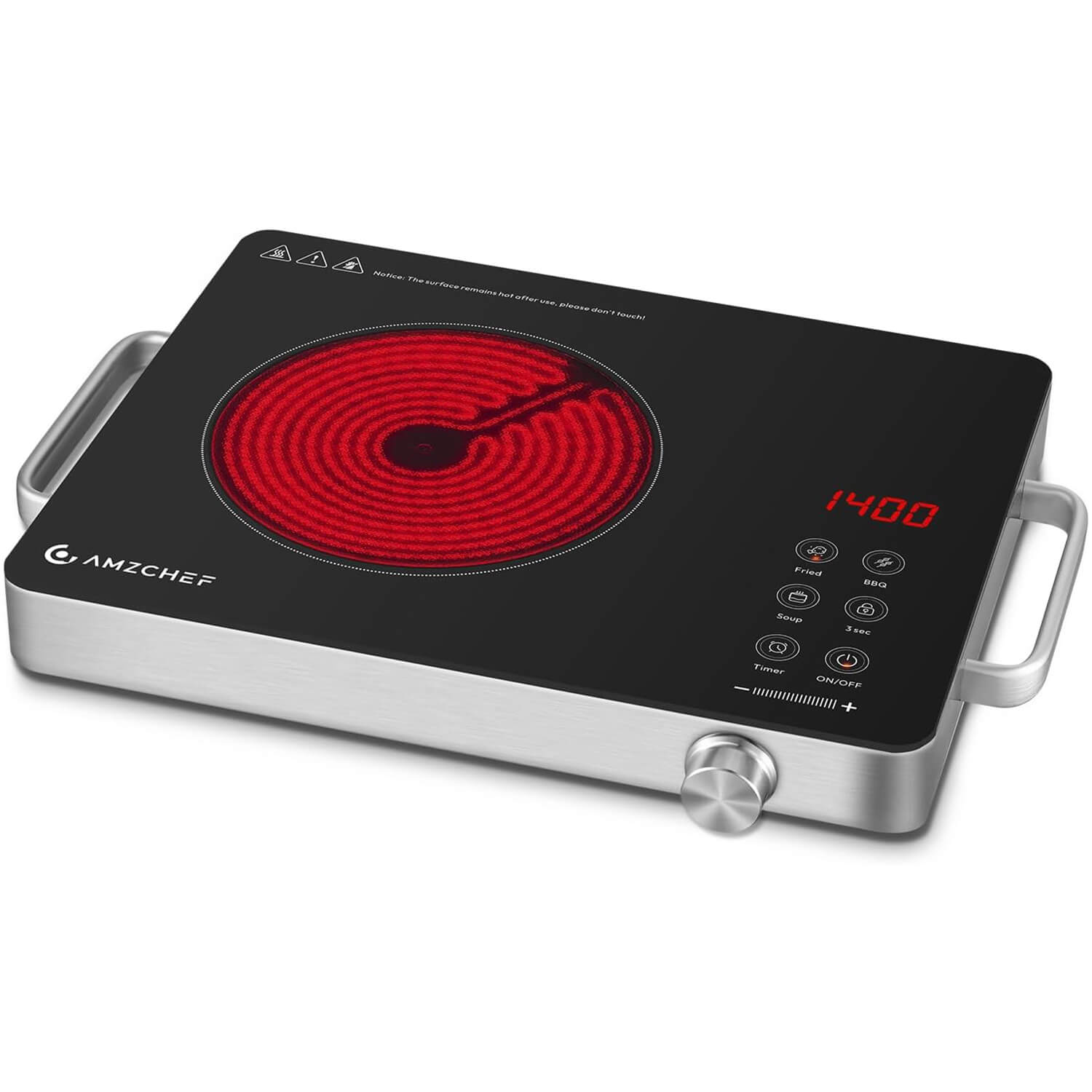 AMZCHEF 1400W Single Burner Electric Ceramic Cooktop Knob Control BM1201