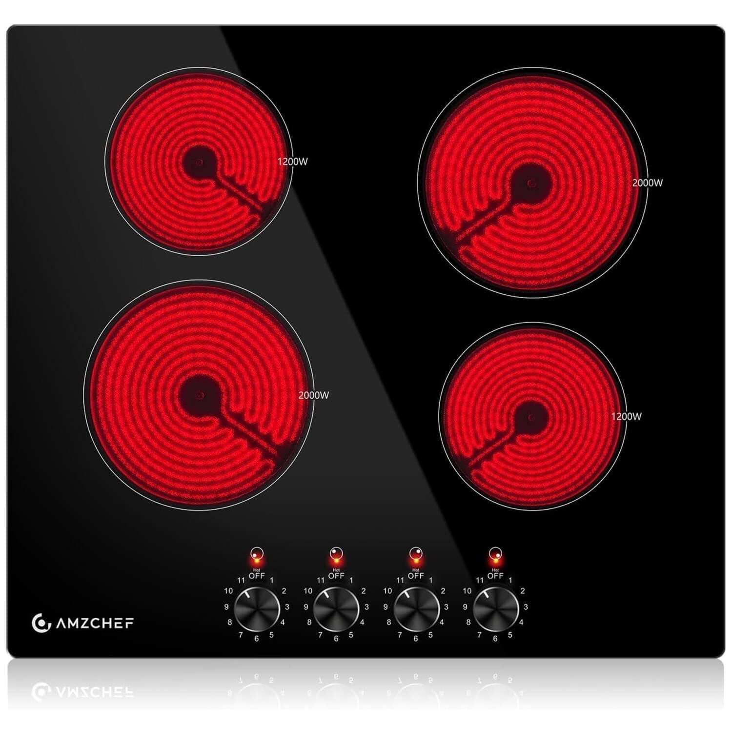 AMZCHEF 24 Inch Bulit-in Electric Cooktop 6400W 