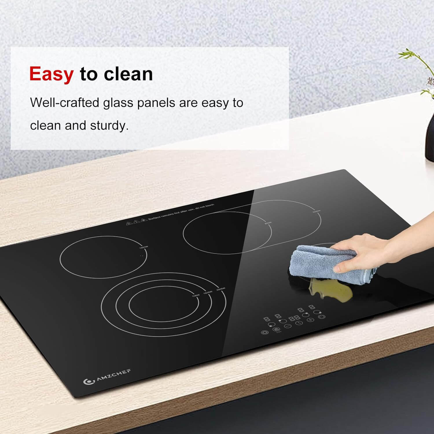 AMZCHEF Induction Range 30 Inch Built-in Countertop with 4 Burners 6700W