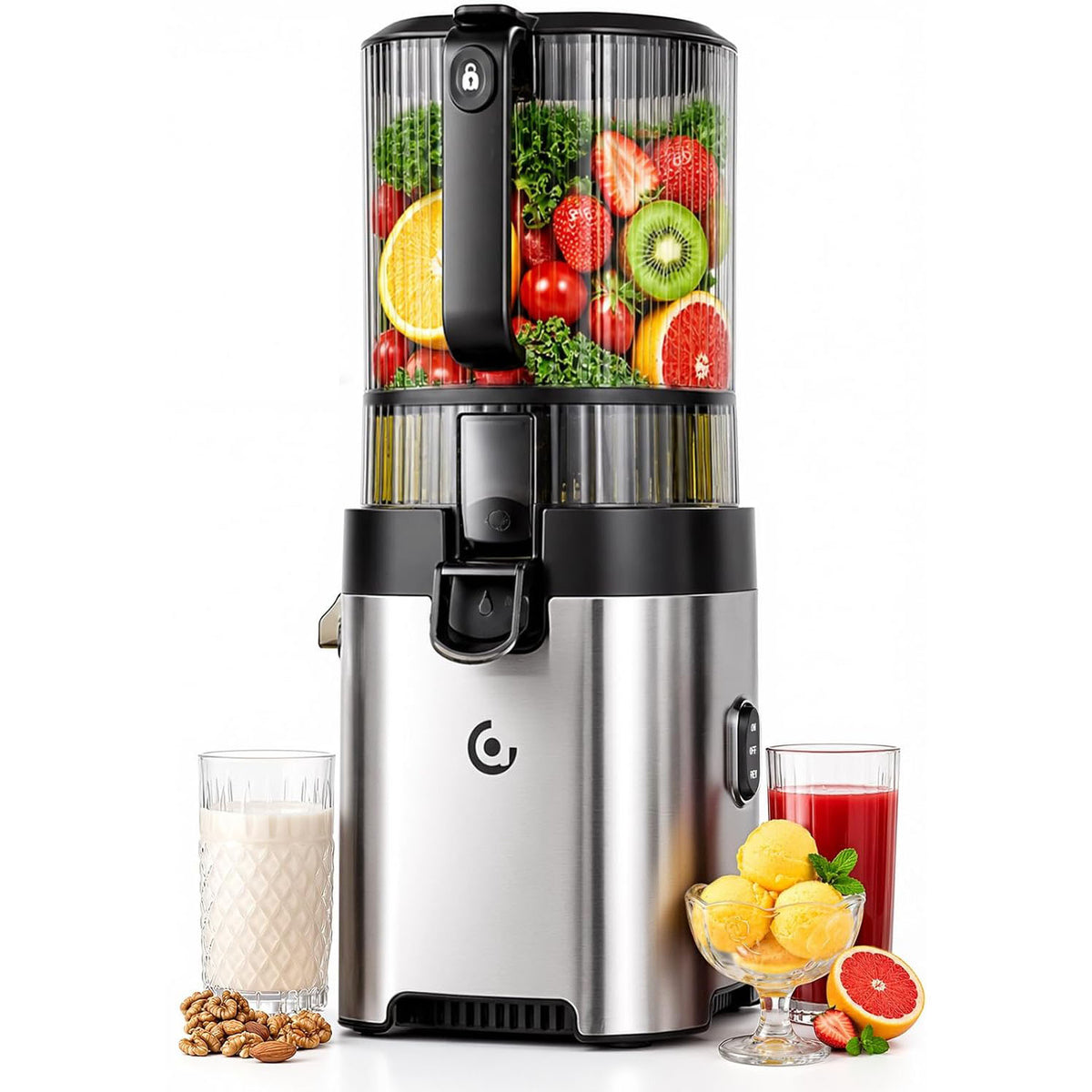 AMZCHEF 6.5 Inch Whole Fruit Cold Press Juicer