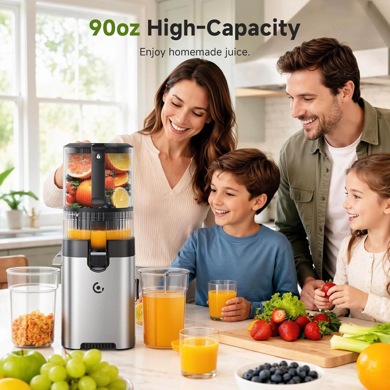 AMZCHEF 6.5 Inch Self-Feeding Slow Juicer