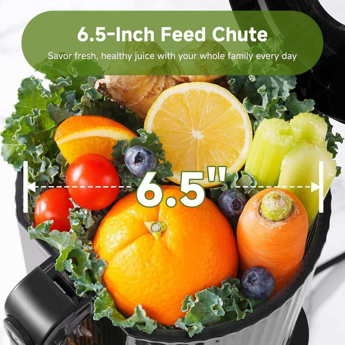 AMZCHEF Cold Press Juicer with 6.5 Inch Feed Chute