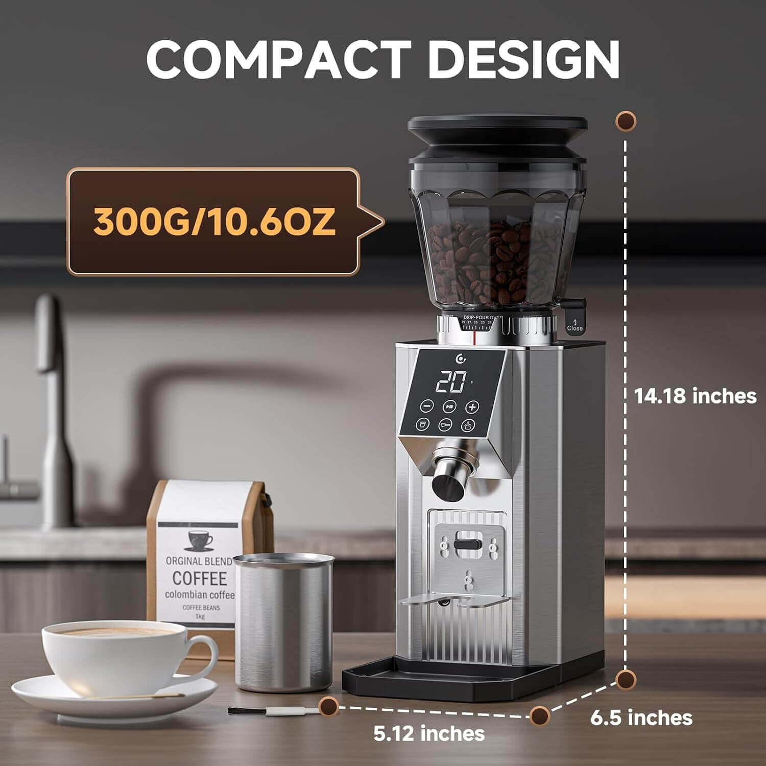 AMZCHEF Coffee Grinder with 45 Settings