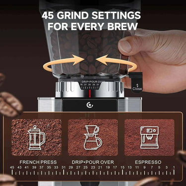 AMZCHEF Stainless Steel Burr Coffee Grinder