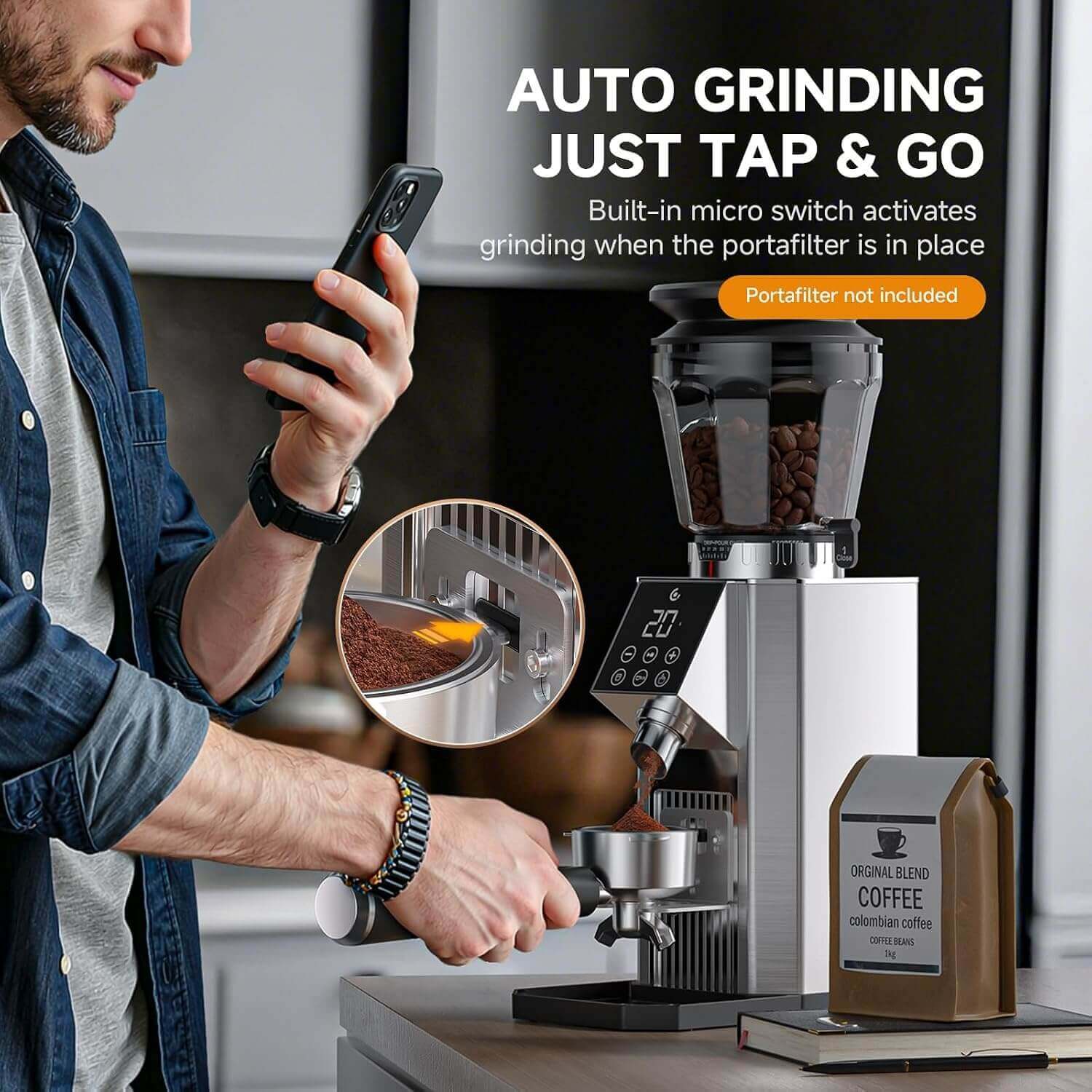 AMZCHEF Coffee Grinder for Espresso