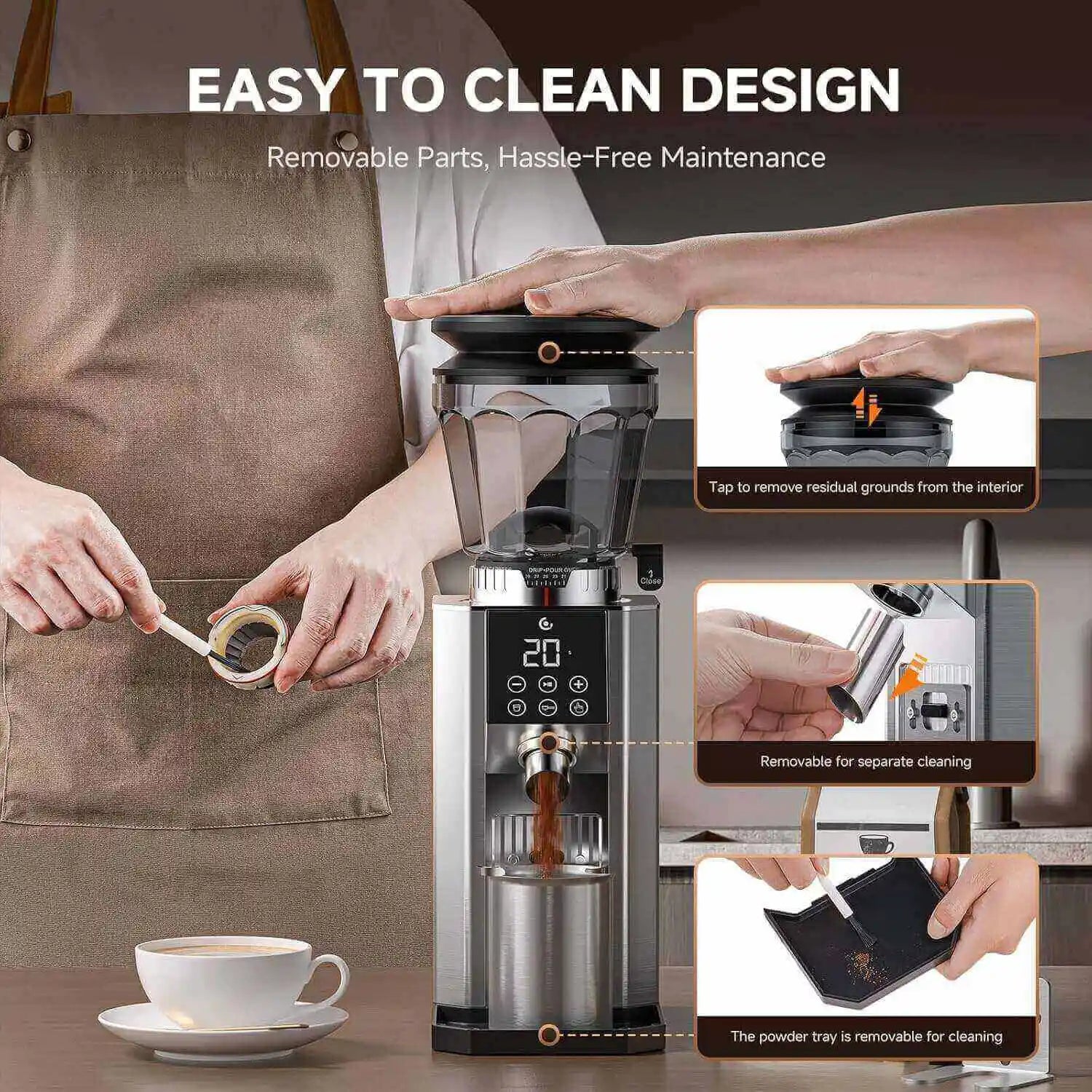 AMZCHEF Coffee Grinder for Pour Over