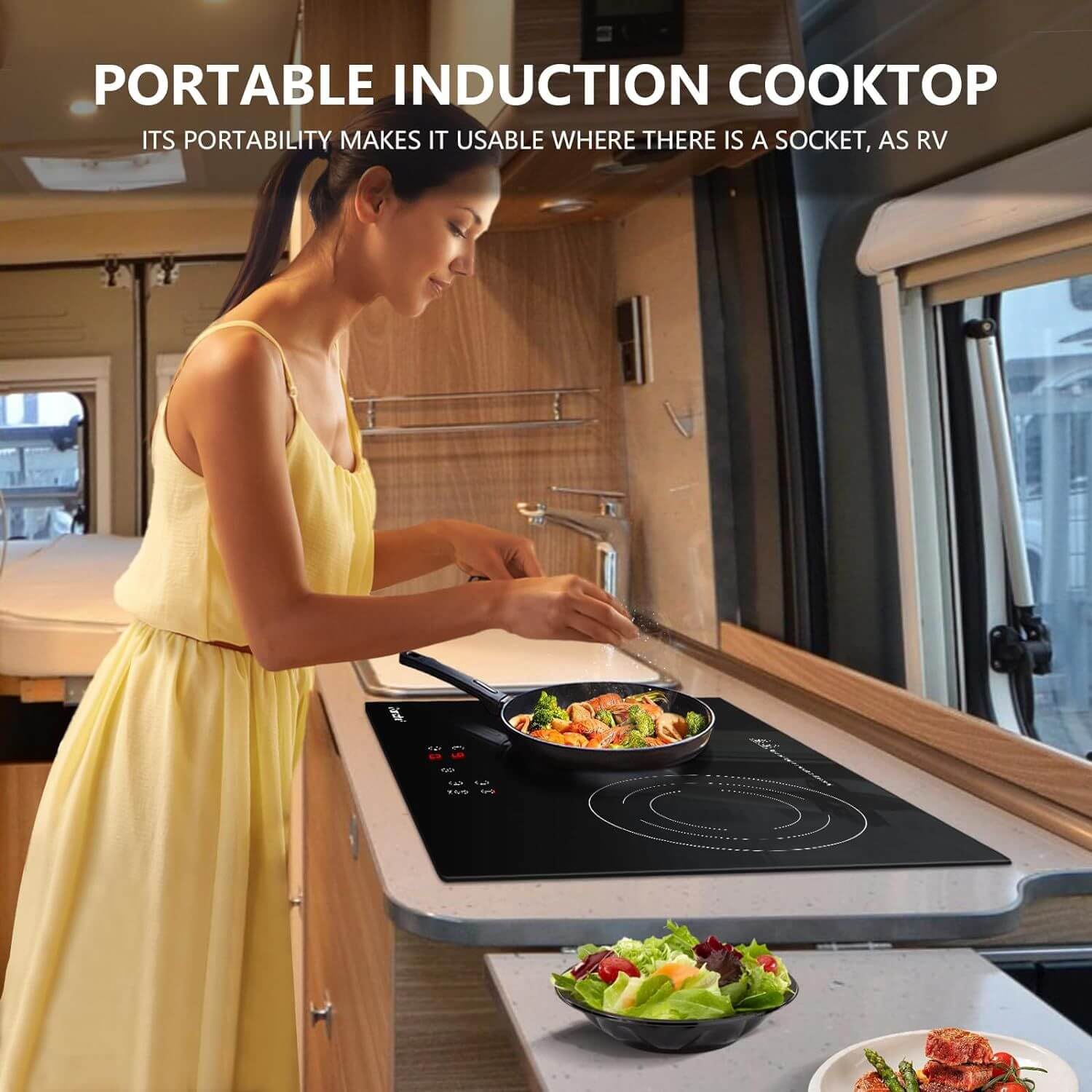 AMZCHEF Induction Stove Top 2 Burners 1800W for RV