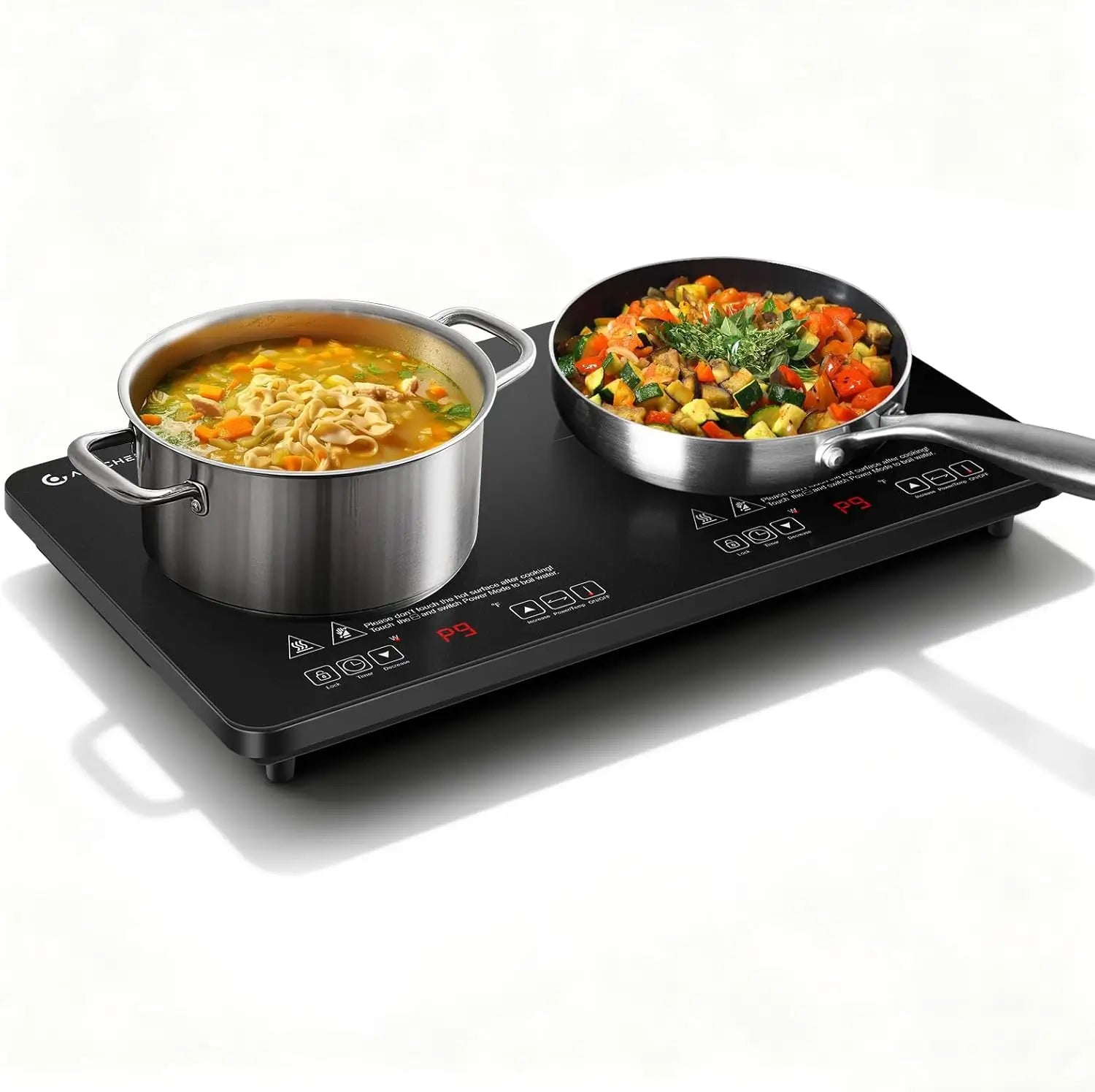 AMZCHEF Portable Double Induction Cooktop 2 Burner Electric Cooktop For House