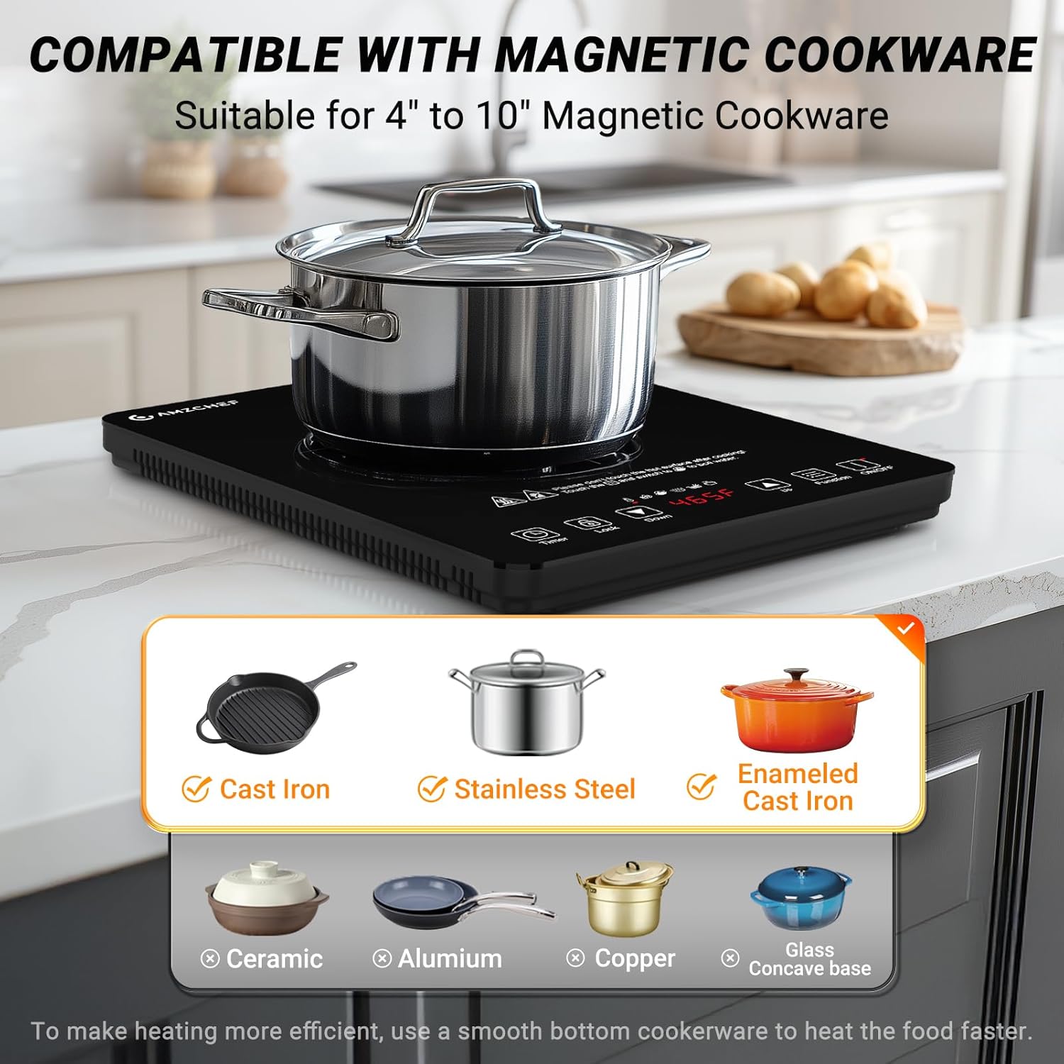 AMZCHEF 1800W Portable Induction Cooktop with Timer
