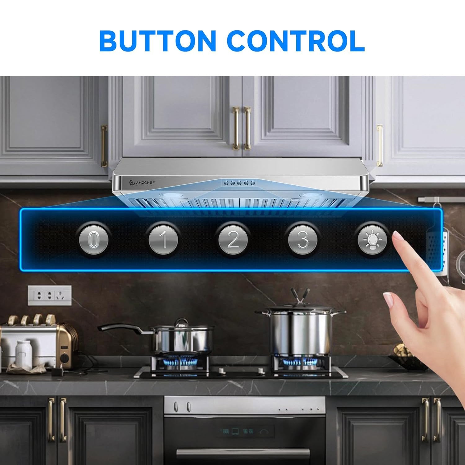 AMZCHEF 30 Inch Under Cabinet Range Hood with Button Control