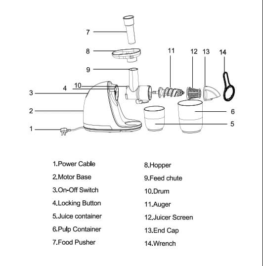 AMZCHEF Slow Juicer Extractor ZM1501 Light Gray