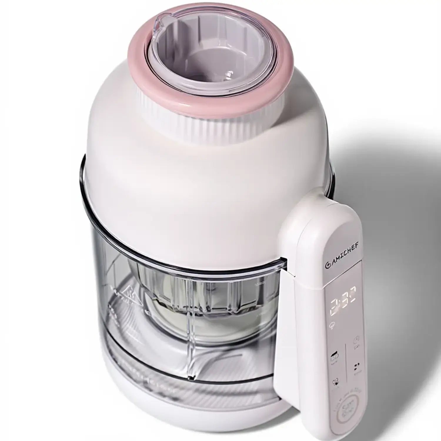 White and pink kitchen appliance on a white background