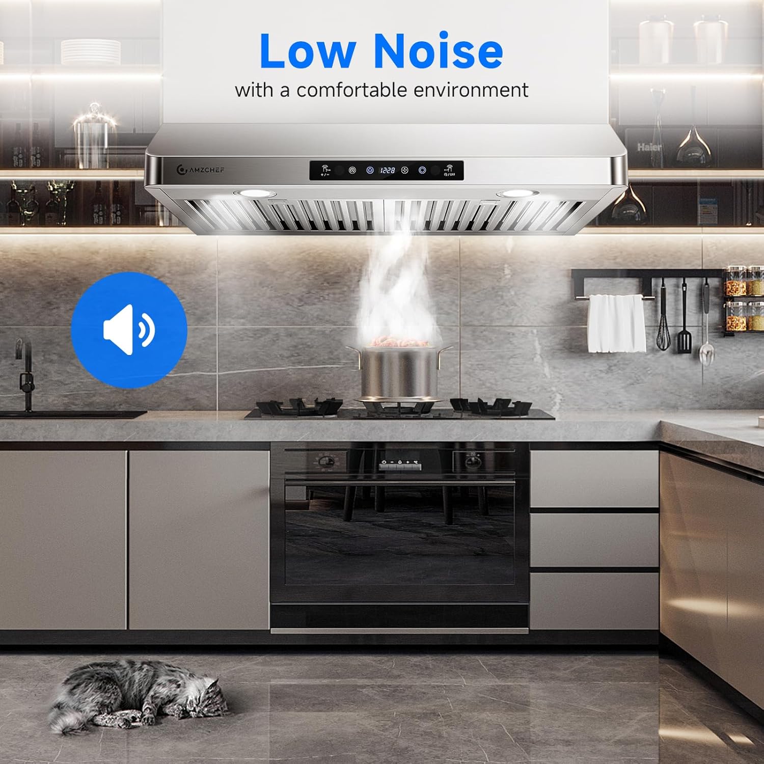AMZCHEF 30 Inch Under Cabinet Range Hood 750 CFM with Remote Control