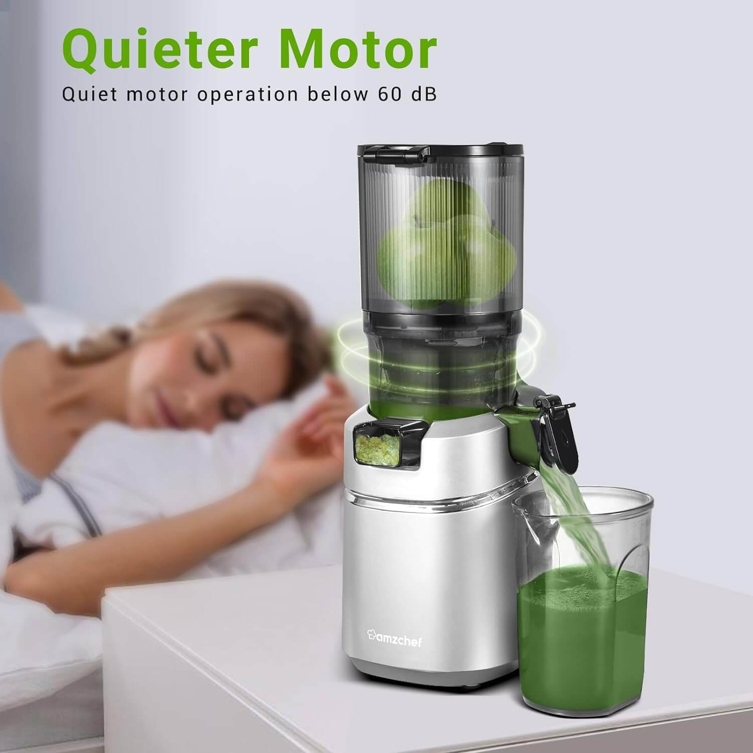 AMZCHEF Masticating Juicer 5.8-Inch Self-Feeding Silver