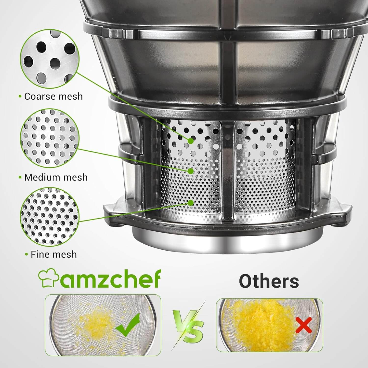 AMZCHEF Masticating Juicer 5.8-Inch Self-Feeding Silver