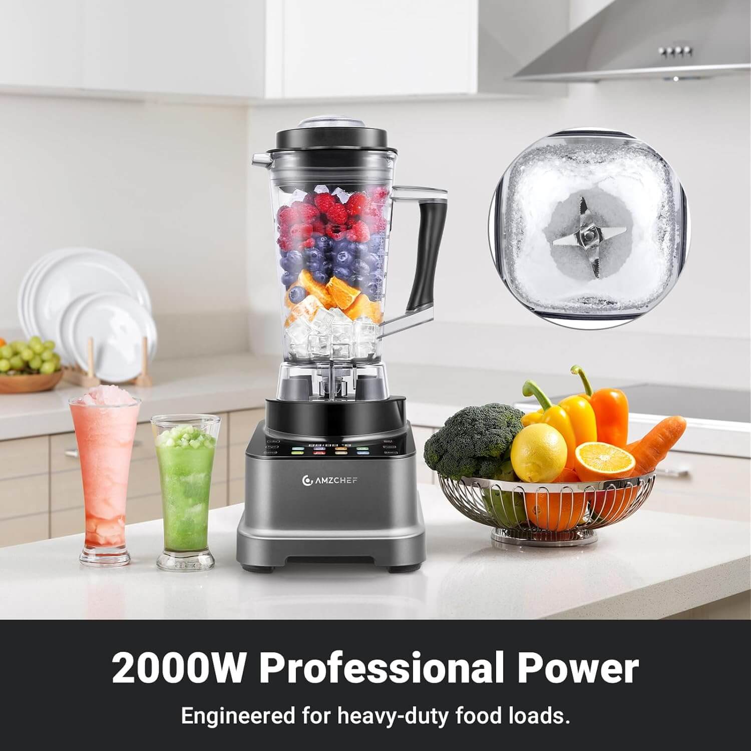 AMZCHEF 8-IN-1 Professional Blenders 2025 with LED Panel Touch Control 2000W